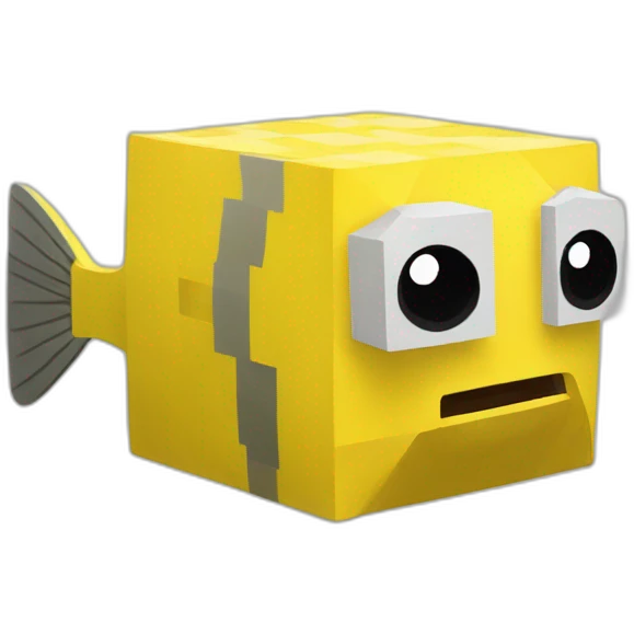 cube yellow fugu fish in minecraft style full size emoji