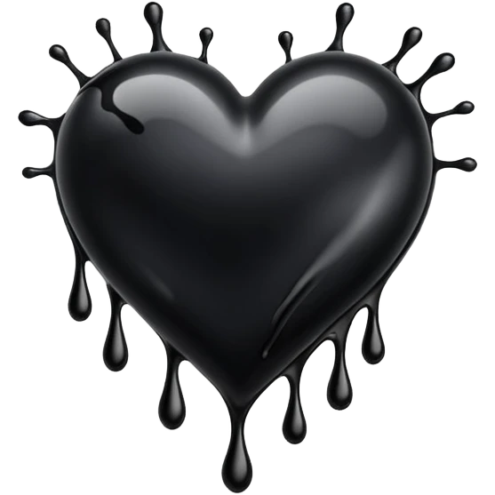 black ink heart emoji with ink streaks emoji