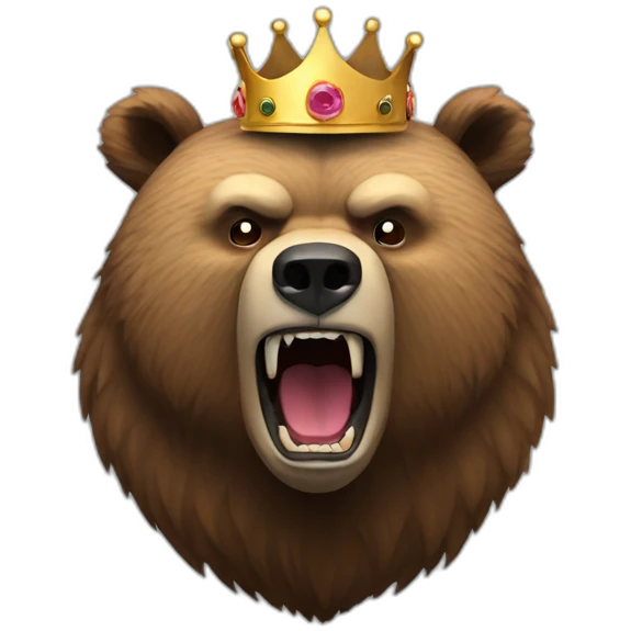grizzly bear with a crown very angry emoji