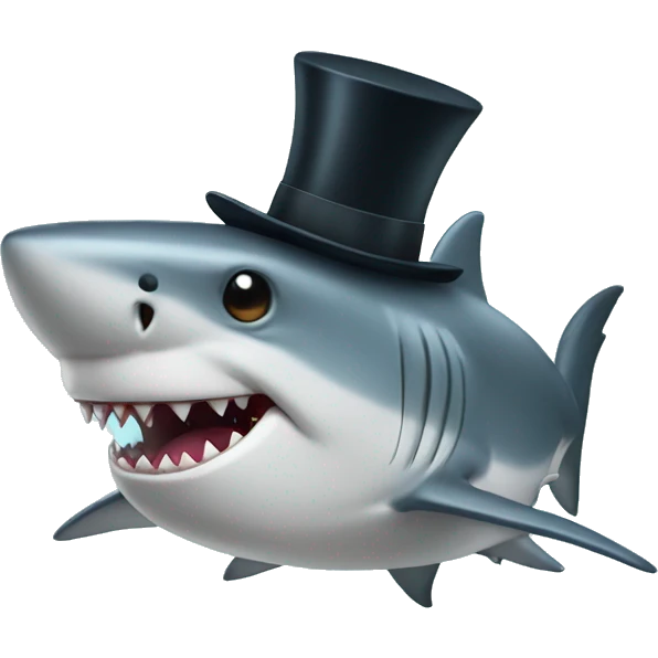 Shark with a top hat emoji