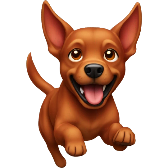 solid red dog with pointed ears running emoji
