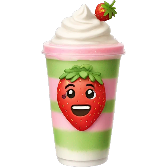 Strawberry Matcha Latte boba emoji