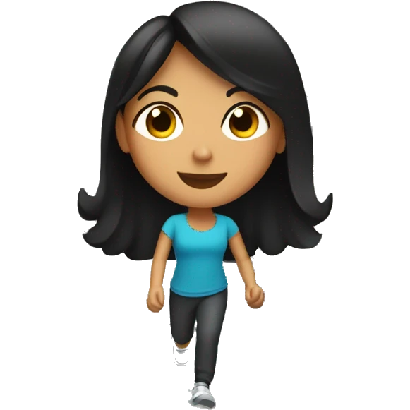 Hispanic girl with black hair on the stairmaster emoji