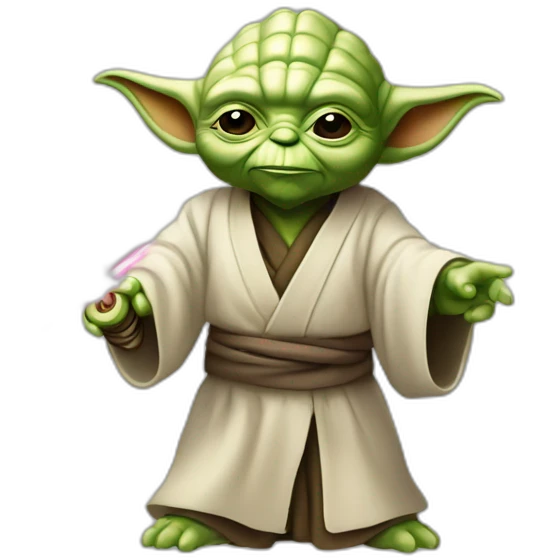 maitre yoda qui tien un sabre laser rose emoji