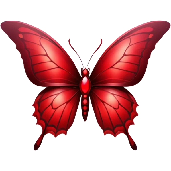 A stunning red butterfly in Gothic style, its wings shimmering in ruby, scarlet, and burgundy hues, takes center stage, while dark, shadowy crosses fade into the misty background. The contrast between its vibrant beauty and the eerie surroundings creates a haunting yet mesmerizing atmosphere. emoji