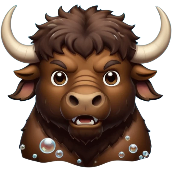 Angry buffalo in the water blowing bubbles  emoji