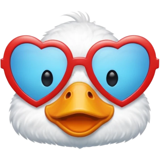 Make a frame emoji and inside it is a duck wearing red heart sunnies and the background is sky or anything blue emoji