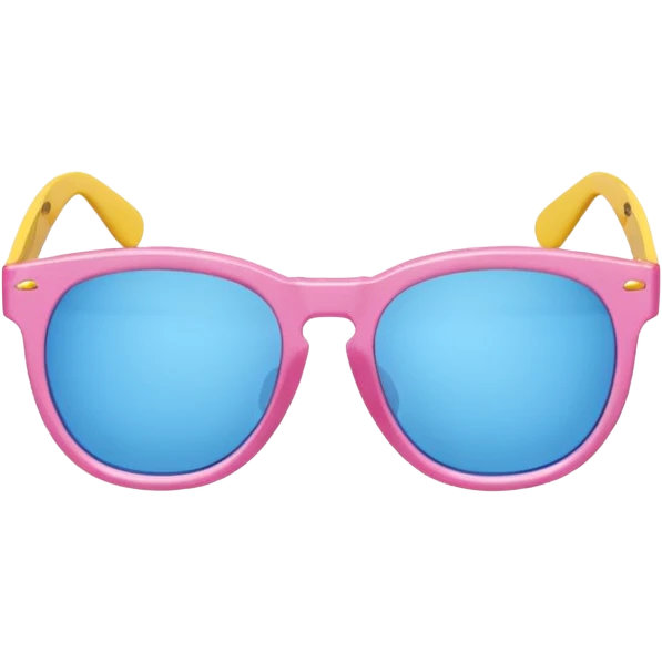 pink sunglasses with different lens, one len blue and the other len yellow emoji