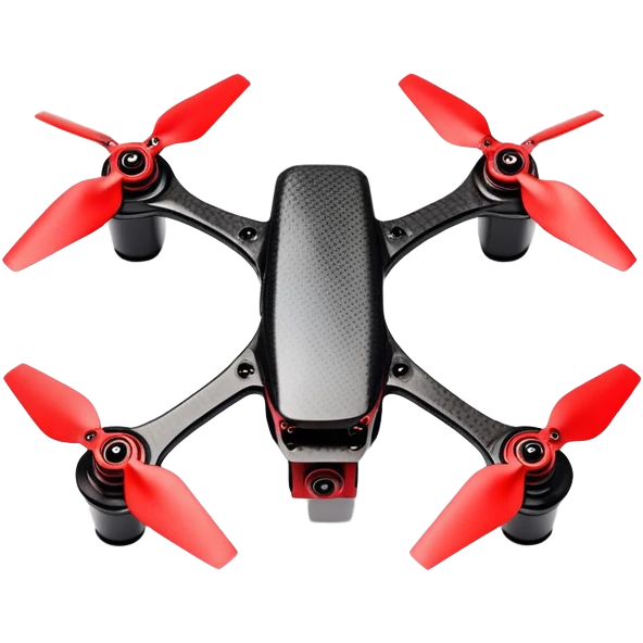 A freestyle FPV quadcopter with a top mounted battery emoji