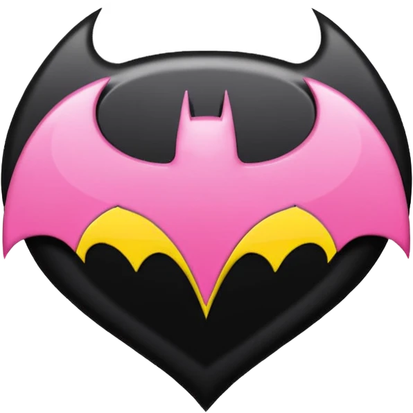 Make a batman logo emoji (girly) it should be black yellow and pink. emoji