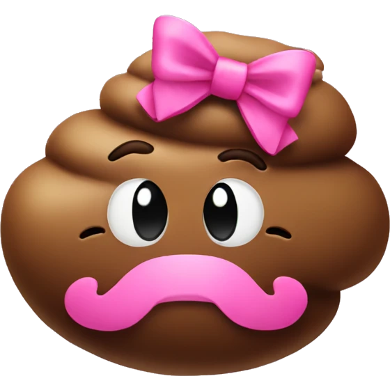 poop emoji with pink bow emoji