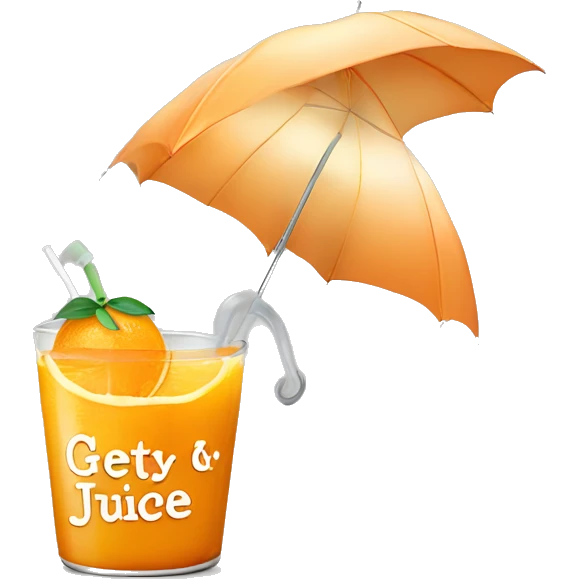 Orange juice with an umbrella and a get well soon sign sticking out of it  emoji