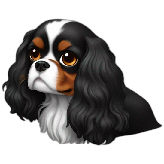 Cavalier King Charles noir et feu emoji