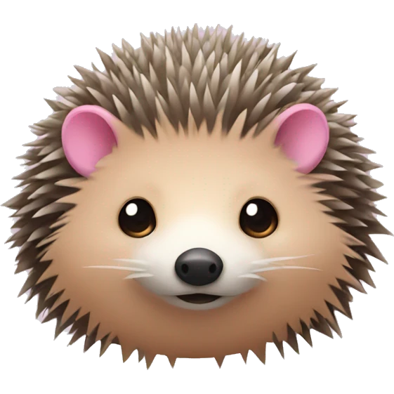 hedgehog with brown ear and pink ear emoji
