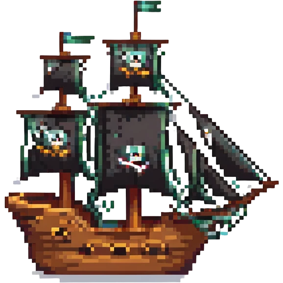 a pirate ship with black sails emoji