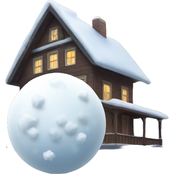 Snowball with house and snow emoji