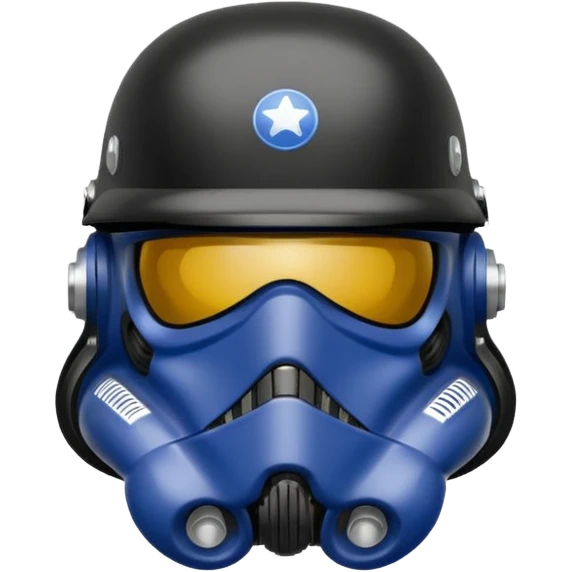 a blueberry wearing a black star wars death trooper helmet emoji