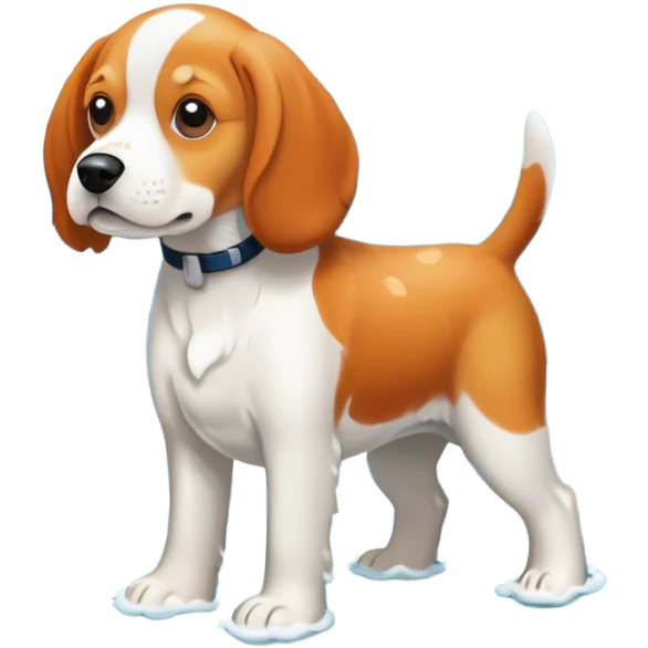 Realistic orange and white beagle in ocean waves  emoji