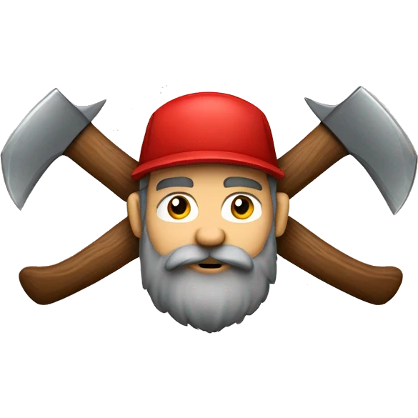 Lumberjack with beard, red shirt, and axe emoji