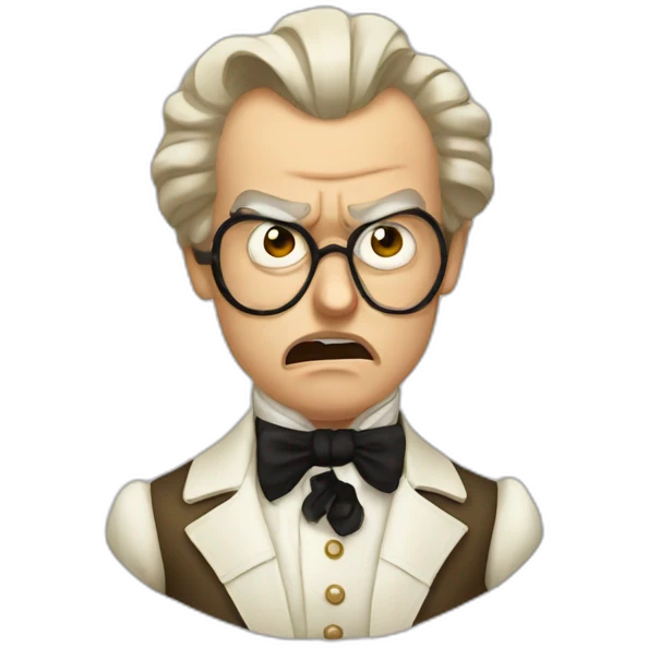 Mozart angry with a monocle emoji