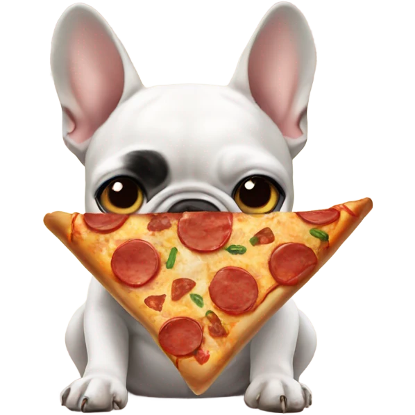 French bulldog eating pizza  emoji