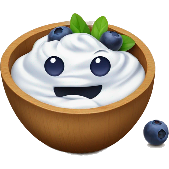 yogurt with blueberries in a wooden bowl emoji