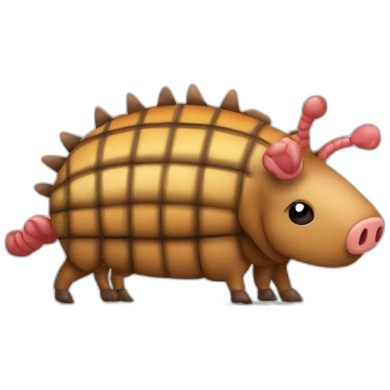 Chequered pattern pig armadillo cow centipede insect emoji