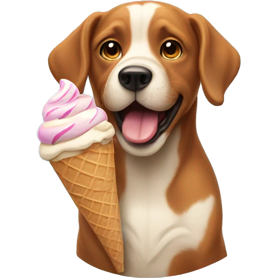 Dog eating ice cream emoji