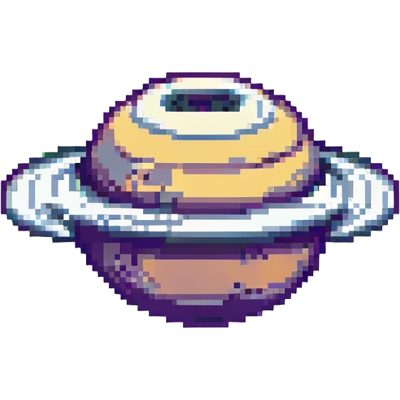 simple pixel art icon of Saturn with rings emoji