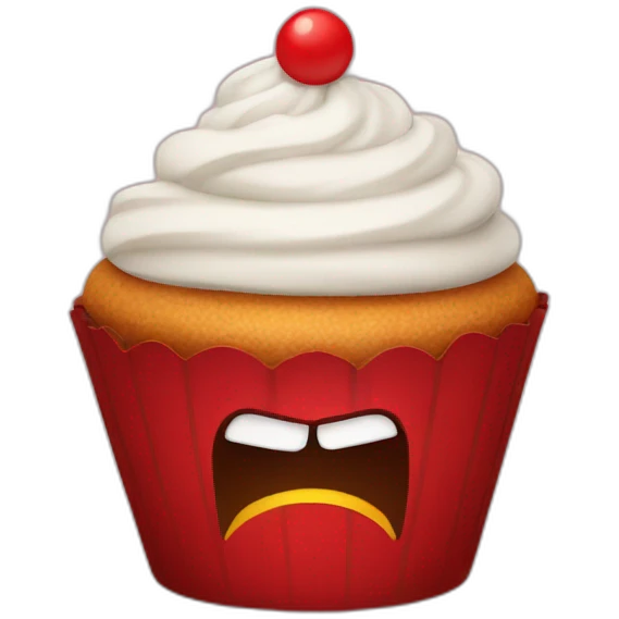 Angry red cupcake emoji