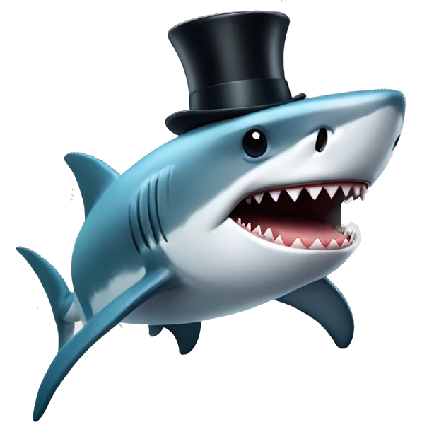 Shark with a top hat emoji