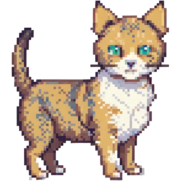 catdog mashup, seamless blend of cat and dog traits, pixel art style emoji