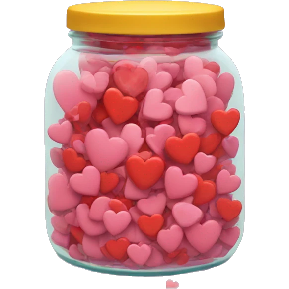 A jar overflowing with hearts emoji