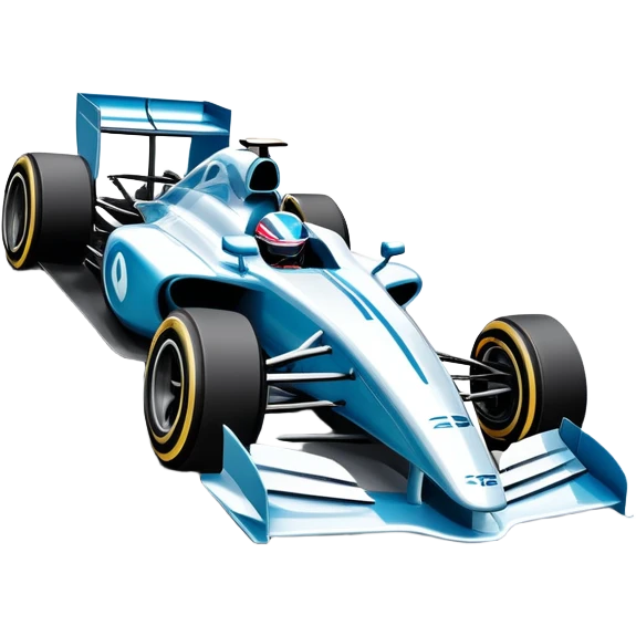 An icon showing a Formula 1 car racing down a track, with speed lines trailing behind. The design captures the intensity of high-speed racing, with sharp curves and bright track lights in the background. Transparent background highlights the action and excitement of racing. emoji