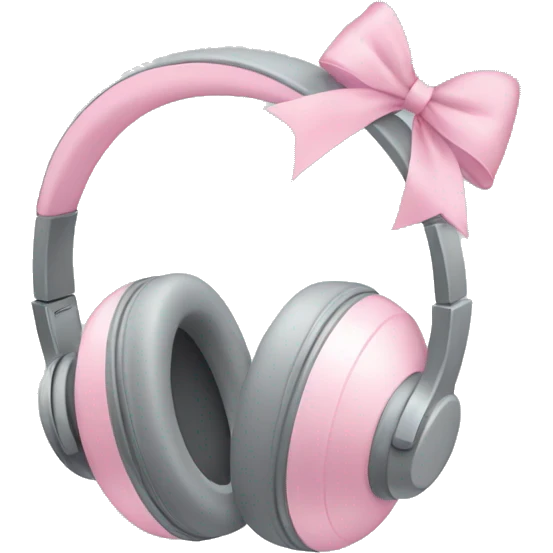grey headphones with light pink bow emoji