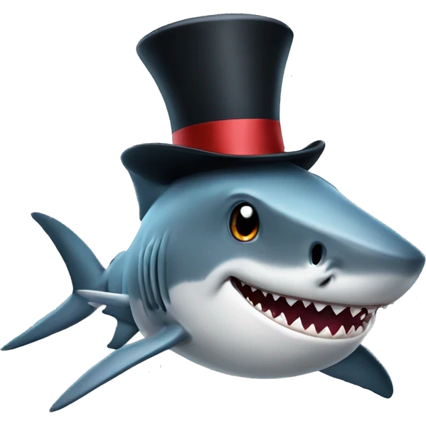 Shark with a top hat emoji