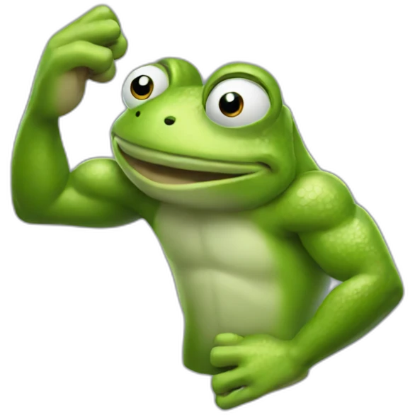 frog flexing arm emoji