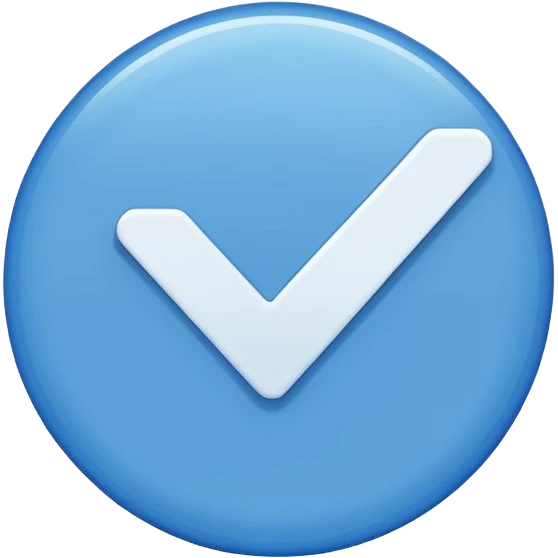 A circle with a blue tick emoji