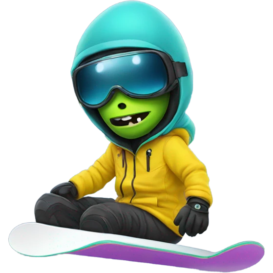 Alien snowboarding emoji