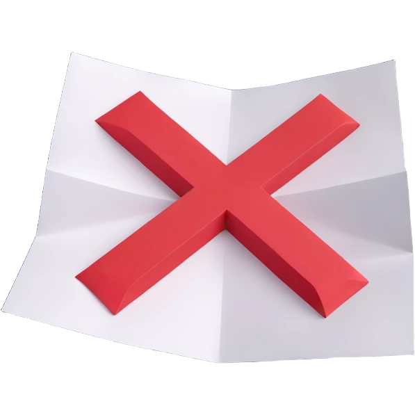 Paper with a red x on top side emoji