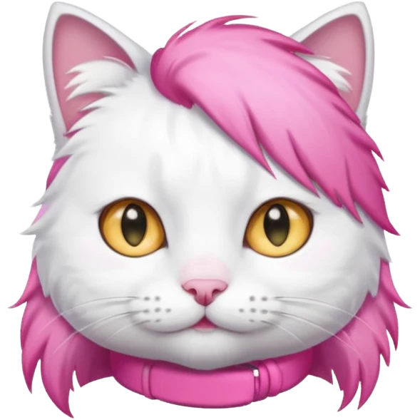 White cat with pink hair tie on the head  emoji