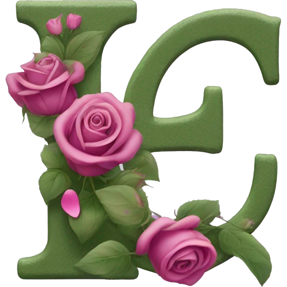 Letter R with roses and love hearts in purple emoji