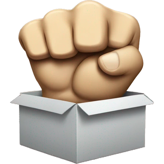 Internet box that raises its fists in the air emoji