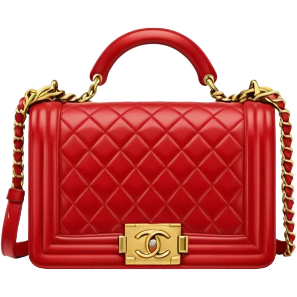 chanel le boy red bag gold hardware emoji