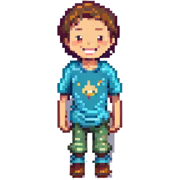 happy boy, pixel art style emoji