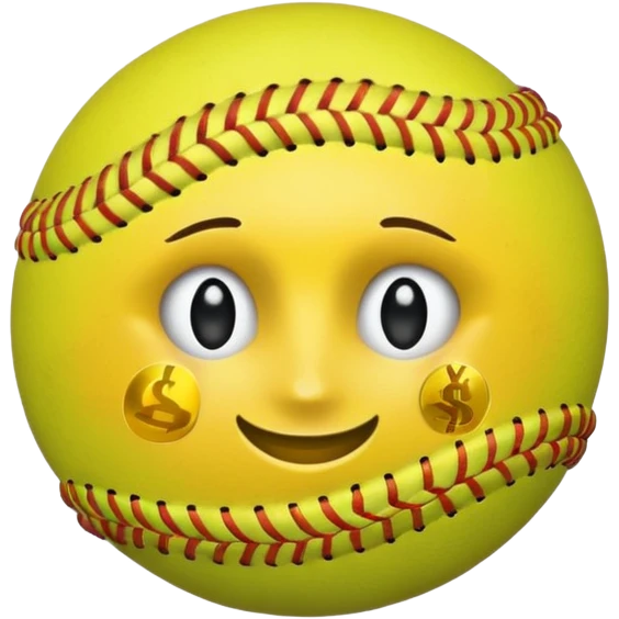 Softball with money signs emoji