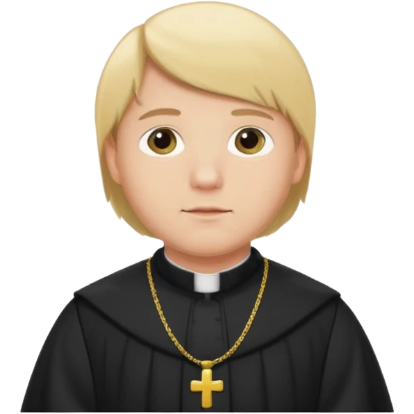 pregnant man with parted blonde middle hair  and dressed like a catholic priest  emoji