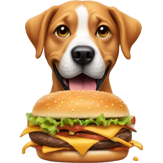 dog eating burger emoji