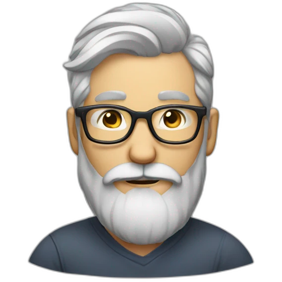 middle aged hipster no hat with beard sivler hair emoji