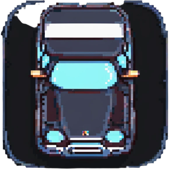 a car navigating sharp curves, pixel art style emoji